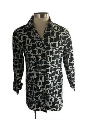 George ME Mark Eisen Geometric Turn Lock Trench Coat Jacket Women Sz M 8 10